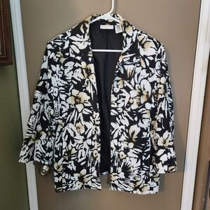 Alfred Dunner Black and White Floral Blazer